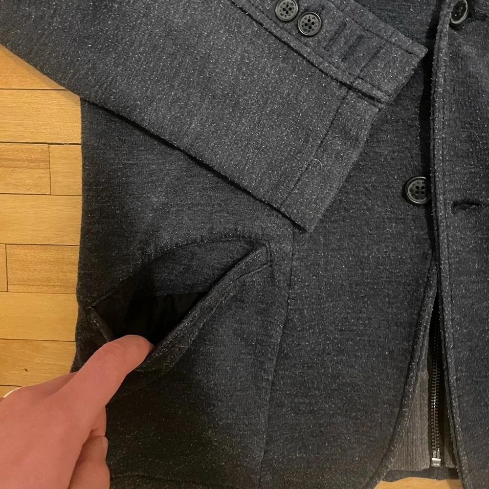 Men’s Navy and Grey Hoodie-Blazer by Howe in Sz L - Picture 5 of 13